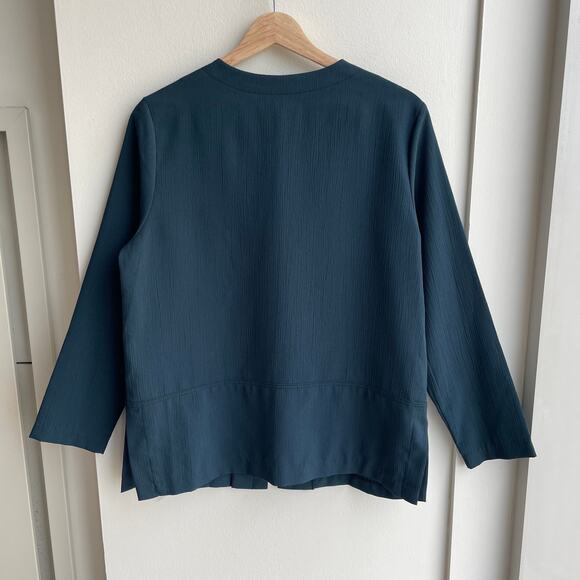 90s Vintage Teal Geometric Lightweight Shirt Jacket- Size 12P - Picture 2 of 10